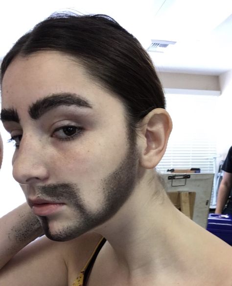 Fake Facial Hair Makeup, Drawn On Beard Makeup, Eyebrow Blocking, Facial Hair Makeup, Fake Beard Makeup, Thief Costume, Masculine Makeup, Beard Makeup, Fake Beards