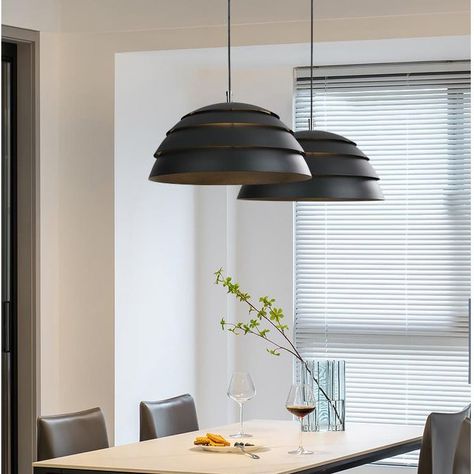 feature The lamp has a cable that you can adjust in height. At the moment it is 140 cm long. A unique piece that is a great focal point for your antique, modern, space age or mid-century interior. An edgy Scandinavian take on the popular dome pendant light, these metal pendants are made up of three separate arched sections that form the entire shade and provide direct downward lighting as well as radiant fixture lighting. The matte white/black is understated and modern, the flat finish allows th Interesting Lighting, Lamp Dining Room, Mid Century Modern Lamp, Pendant Light Set, Modern Bowl, Dome Pendant Lighting, Restaurant Lighting, White Pendant Light, Metal Pendant Light