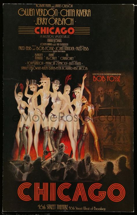 Broadway Musicals Posters, Chicago Broadway, Musical Theatre Posters, Jerry Orbach, Chicago Musical, Broadway Posters, Chicago Poster, Bob Fosse, Art Musical