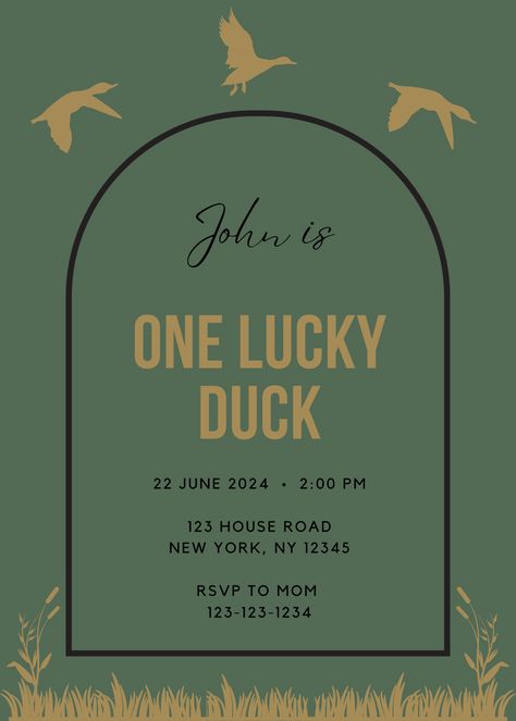 One Lucky Duck Birthday Party Cookies, 1 Lucky Duck Birthday, One Lucky Duck Birthday Party Decor, One Lucky Duck Birthday Party Mallard Cake, One Lucky Duck Birthday Party, One Lucky Duck Birthday Invitation, Baseball Invitations, Duck Birthday, Lucky Duck