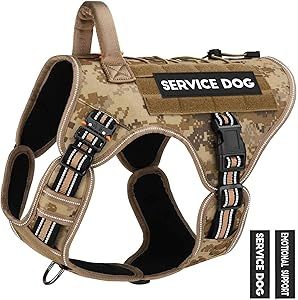 PETNANNY Tactical Dog Harness Reflective with ID Card,Service Dog Vest Harness for Medium Large Dogs,Emotional Support Vest with Padded Handle，2 Reflective Patches for Training Hunting（Desert Camo,M） Emotional Support Dog Vest, Tactical Dog Harness, Service Dog Vests, Vest Harness, Emotional Support Dog, Dog Weight, Dog Vest Harness, Military Dogs, Desert Camo