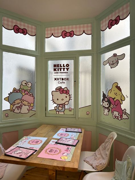 #artbox #sanrio #brighton #hellokitty #mymelody #cinnamoroll #keroppi #pompompurin #kuromi #littletwinstars #badbatz Sanrio Cafe Aesthetic, Sanrio House, Artbox Cafe, Experimental Marketing, Sanrio Cafe, Cafe Hello Kitty, Pompompurin Kuromi, Sanrio Room, Hello Kitty Theme Party