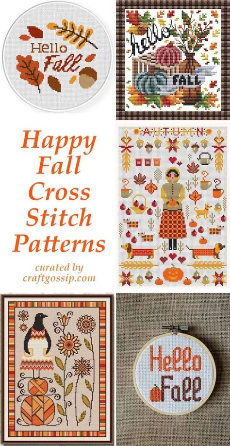 Cross Stitch Patterns to Welcome Fall – Cross-Stitch #crossstitchpatterns #cross-stitchpatterns #freecrossstitchpatterns  #crossstitchcharts #fallcrossstitchpatterns Fall Cross Stitch Patterns, Christian Cross Stitch Patterns, Free Cross Stitch Designs, Autumn Cross Stitch Patterns, Pumpkin Cross Stitch, Fall Cross Stitch, Free Cross Stitch Charts, Unique Cross Stitch, Christian Cross Stitch