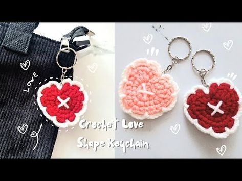 ❤️How To Crochet Love Shape Keychain | Simple |Cute | Aesthetic❤️ - YouTube Crochet Pattern Free Keychain, Easy Crochet Keychain, Invisible Join, Blouse Crochet, Diy Crochet Patterns, Crochet Hair Clips, Crochet Tutorial Pattern, Crochet Idea, Keychain Crochet