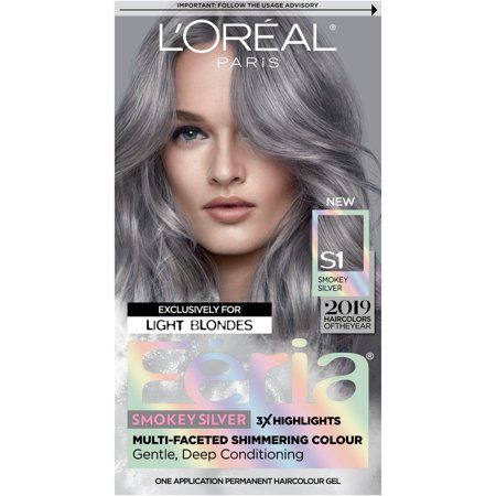 Loreal Paris Feria, Feria Hair Color, Ash Gray Hair Color, Silver Hair Dye, Blue Black Hair Color, Loreal Hair Color, Edgy Hair Color, Loreal Hair, Grey Hair Dye