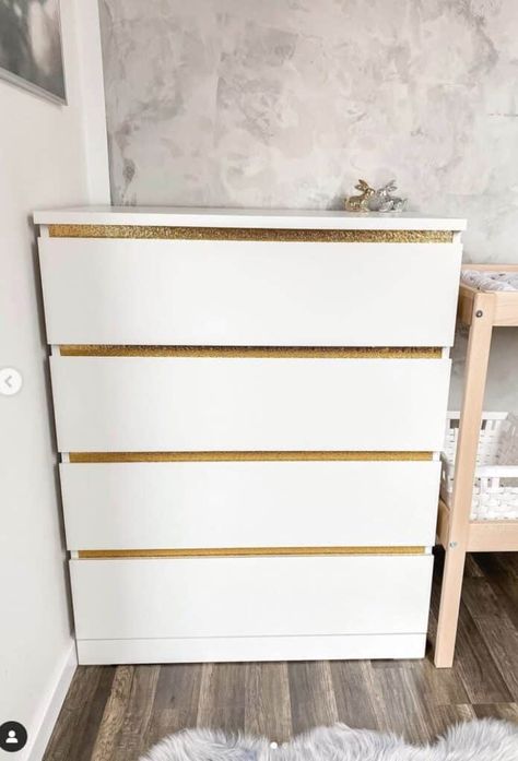 23 Amazing Ikea Malm Hacks You Need To Try Ikea Malm Gold, Ikea Malm Gloss White, Ikea Tall Malm Dresser Hack, Ikea Malm Dresser Hack Bedroom, Add Legs To Ikea Malm Dresser, Malm Wardrobe Hack, Ikea Hack Chest Of Drawers, Painted Malm Drawers, Malm Built In Hack