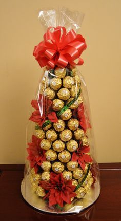 Ferrero Rocher Christmas Tree, Christmas Chocolate Bouquet, Ferrero Rocher Christmas, Ferrero Rocher Tree, Christmas Tower, Ferrero Rocher Gift, Chocolate Christmas Tree, Christmas Tree Chocolates, Candy Trees