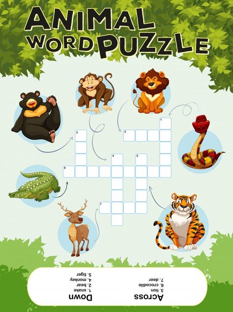 Game template for word puzzle animals | Free Vector #Freepik #freevector #school #kids #children #education Learn English Kid, Word Games For Kids, Preschool Puzzles, Word Puzzle Games, Treasure Hunt Clues, Word Puzzle, Spelling Games, Vector Game, American Animals