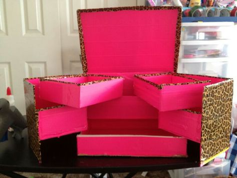 cardboard box storage Makeup Box Diy, Diy Makeup Organizer Cardboard, Diy Makeup Storage Box, Storage Box Ideas, Diy Storage Box, Diy Makeup Organizer, Cardboard Box Diy, Diy Organizers, Cardboard Creations