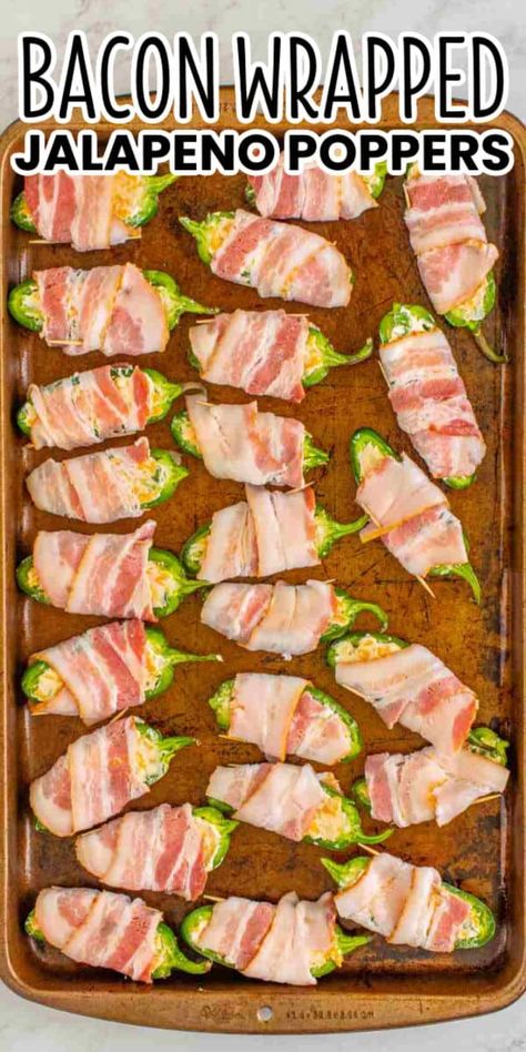 Bacon Wrapped Jalapeno Poppers are the best bite you'll put in your mouth. Cheesy, creamy & salty with a little kick. Appetizer perfection! #BreadBoozeBacon #jalapeno #jalapenopoppers #baconwrappedpoppers #bacon #appetizer #gameday #partyfood #superbowl #4thofjuly Creamed Spinach Recipe Healthy, Wrapped Jalapeno Poppers, Bacon Appetizer, Spinach Recipes Healthy, Hors Devours, Creamed Spinach Recipe, Bread Booze Bacon, Bacon Wrapped Jalapeno Poppers, Bacon Wrapped Jalapenos