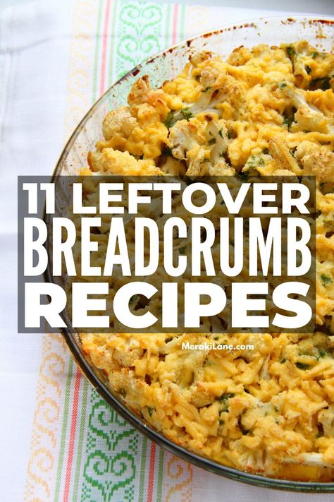 11 Recipes with Breadcrumbs | Breadcrumbs are a versatile and often overlooked ingredient that can completely transform simple lunch and dinner dishes and meals like meatloaf, chicken thighs, meatballs, and mac and cheese, adding the perfect crunch and a subtle depth of taste. Click to learn how to make homemade breadcrumbs, our favorite gluten free breadcrumb alternatives, and a list of easy, breadcrumb recipes the whole family will love! How To Use Bread Crumbs, Breadcrumbs Recipe Meals, Breadcrumb Recipe Meals, Recipes Using Breadcrumbs, What To Do With Bread Crumbs, Biscuit Crumbs Recipes, Bread Crumb Uses, Bread Crumb Recipes, Recipes Using Bread Crumbs