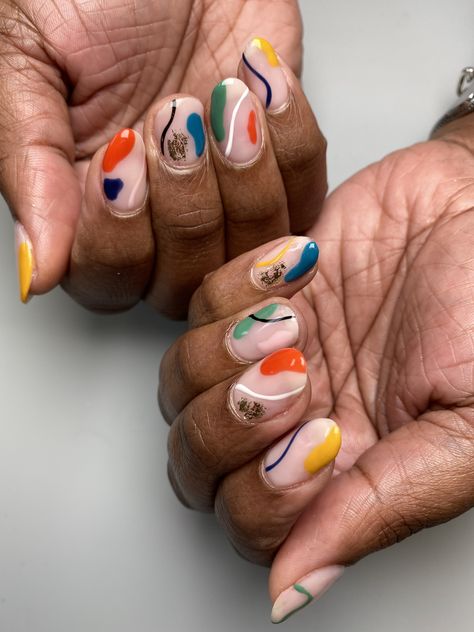 abstract rainbow nails Abstract Nail Designs Short Nails, Abstract Short Nail Art, Abstract Body Nail Art, Colorful Abstract Nail Art, Autumn Abstract Nails, Abstract Nails Short, Picasso Nails Art Designs, Abstract Nail Art Short Nails, Abstract Pedicure Designs