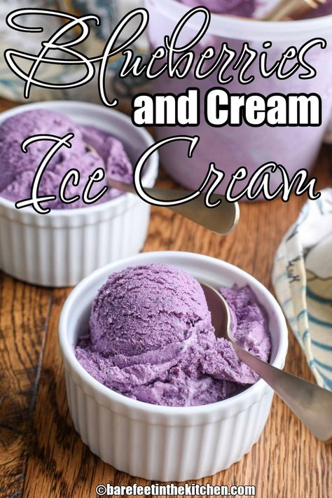 Blueberries and Cream Ice Cream Blueberry Ice Cream Recipe, Lime Ice Cream, Lavender Ice Cream, Blueberry Ice Cream, Dairy Free Treats, No Churn Ice Cream, Wild Blueberries, The Whale, Coconut Lime