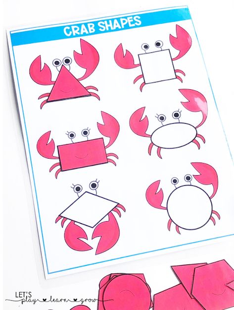 Crab Shapes | Ocean Themed Shape Matching | Ocean Activity Binder Crab Activities For Toddlers, Under The Sea Activity For Toddlers, Ocean Activity, Crab Activities For Preschool, Under The Sea Kindergarten Activities, Crab Preschool Activities, Under The Sea Toddler Activities, Sea Activities For Preschool, Under The Sea Activities For Toddlers