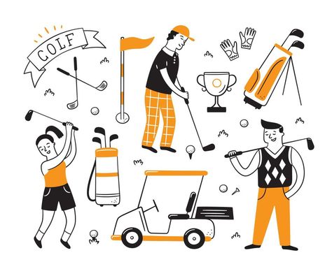 Golf Illustration Design, Golfer Illustration, Golf Illustration, Golf Cookies, Logos Vintage, Wine Photography, Vector People, Golf Design, Golf Brands