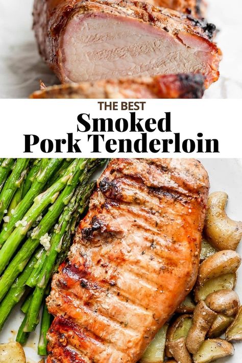 Smoked Pork Tenderloin (dry rub + marinade) - a seriously delicious smoked pork tenderloin recipe that is easy and so juicy! Dry rub and marinade included! #smokedporktenderloin #smokedporktenderloinrecipes #smokedporktenderlointraeger #smokedporktenderloinmarinade #smokedporktenderloindryrub Pork Tenderloin Dry Rub, Smoked Pork Tenderloin Recipes, Grilled Pork Tenderloin Recipes, Easy Pork Tenderloin Recipes, Pork Tenderloin Marinade, Easy Pork Tenderloin, Grilling Recipes Pork, Smoked Pork Tenderloin, Grilled Pork Loin