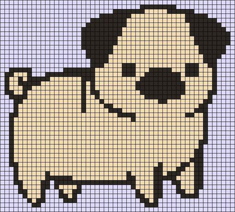 Alpha Grids, Dog Pixel Art, Chibi Dog, Pixel Grid, Kawaii Cross Stitch, Cross Stitch Pattern Maker, Crochet Graphs, Grid Patterns, Perler Ideas