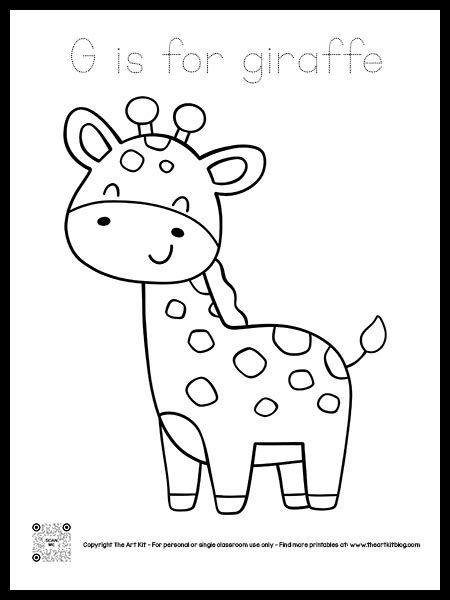 Letter G is for Giraffe Coloring Page, Free Printable, Dotted Font - The Art Kit Giraffe Dot Art, The Letter G Preschool, G For Giraffe Craft, Letter G Coloring Page, Giraffe Coloring Pages Free Printable, G Is For, K3 Activities, Letter G Printable, G Is For Giraffe