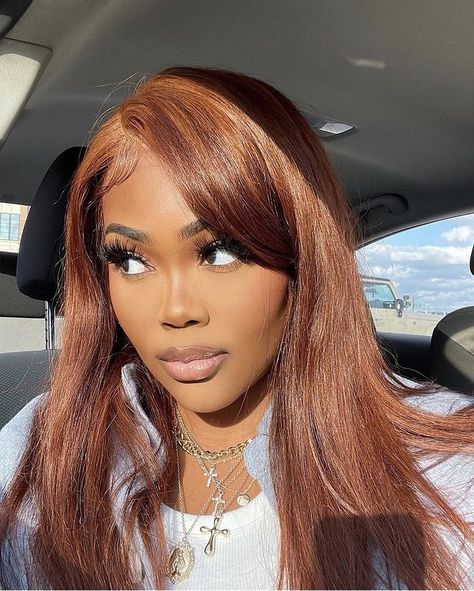 Ginger And Brown Hair, Ginger Brown Hair Color, Color On Black Women, Hair Color On Black Women, Cinnamon Brown Hair Color, Cinnamon Hair Color, Ginger Brown Hair, Cinnamon Brown Hair, Reddish Brown Hair Color