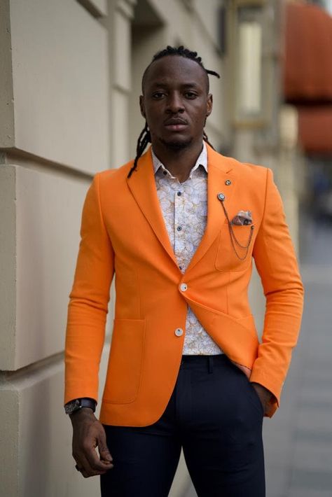 Men Tuxedo, Orange Blazer, Slim Fit Blazer, Elegant Coats, Wedding Jacket, Orange Jacket, Dinner Jacket, Lapel Blazer, Slim Fit Jackets