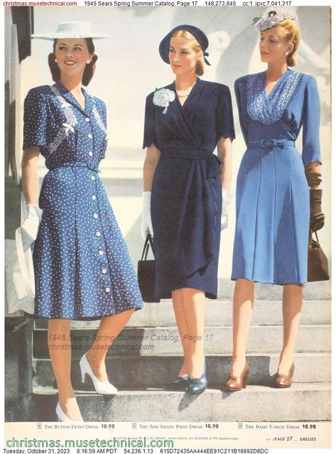 1940s Fashion Women Outfits, 1940 Fashion Women, 1945 Fashion, Ladies Day Outfits, 1940s Party, Wwii Fashion, 1940s Fashion Women, Vintage 40s Dress, Forties Fashion