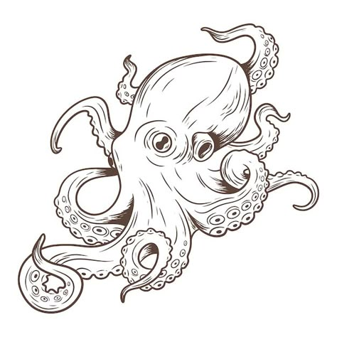 Hand drawn octopus drawing illustration | Free Vector #Freepik #freevector #animal-coloring #animal-drawing #drawing #creative-illustration Octopus Sketch, Octopus Graphic, Octopus Drawing, Octopus Illustration, Octopus Tattoo Design, Octopus Design, Cute Octopus, Hand Drawing Reference, Octopus Art