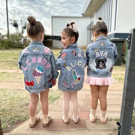 Name Jean Jacket, Iron On Denim Jacket, Kids Jean Jacket With Patches, Diy Patch Denim Jacket, Girls Jean Jacket With Patches, Personalised Denim Jacket, Denim With Patches, Patches Jean Jacket, Diy Denim Jacket Patch