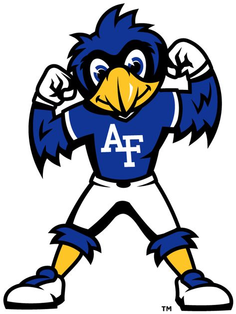 Air Force Falcons Logo Mascot Logo (2021-Pres) - Youth-focused logo called The Bird. Debuted in June 2021, features a friendly design similar to the costumed mascot seen on their sidelines. SportsLogos.Net Eagle Mascot Design, Eagles Mascot, Bird Mascot, Falcons Logo, Sports Mascot, Falcon Logo, Logo For Business, Eagle Mascot, Design Camp