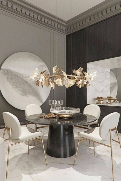 Your home’s dining room is key to great getting-together moments, so you want to assure that this special room is perfectly adapted for your exclusive taste! Click to discover the best luxury furniture for a stunning dining room design! #bocadolobo #luxurydesign #luxuryfurniture #diningroom #diningroomdecor #moderndesign Charming Dining Room, Luxe Decor, Modern Dining Room Tables, Dining Room Interiors, Luxury Dining Room, Elegant Dining Room, Luxury Dining, Dining Table Marble, Dining Table Design