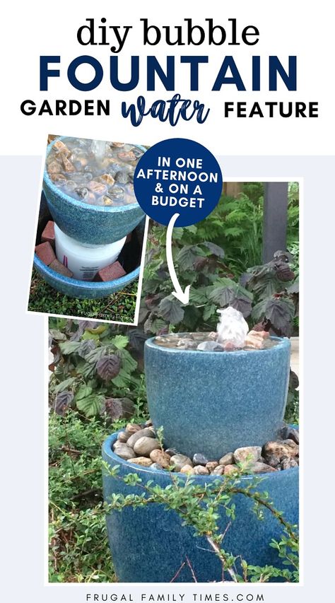 Garden Water Fountains Diy, Diy Pot Water Fountain, Mosaic Water Feature, Small Patio Water Feature, Small Patio Water Features Ideas, Bird Bath Water Fountains, Bird Fountain Diy, Diy Outdoor Waterfall Fountain, Diy Pondless Water Feature Simple