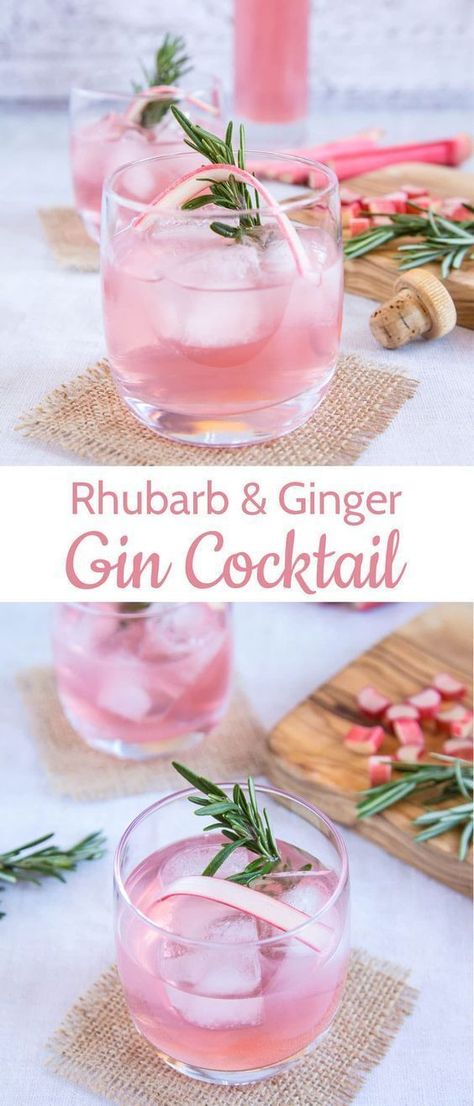 Rhubarb And Ginger Gin, Best Gin Cocktails, Cocktail Rose, Cocktail Sauce Recipe, Infused Gin, Gin Sour, Gin Recipes, Gin Cocktail Recipes, Gin Cocktail