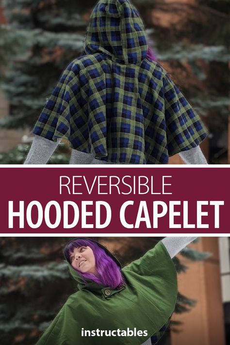 Hooded Capelet Pattern Sewing Free, Hooded Poncho Sewing Pattern Free, Short Hooded Cape Pattern, Cloak Sewing Pattern Hooded, Cowl Hood Pattern Sewing, Hooded Shawl Sewing Pattern, Hooded Capelet Pattern Sewing, Flannel Patterns Sewing, Caplet Pattern Free