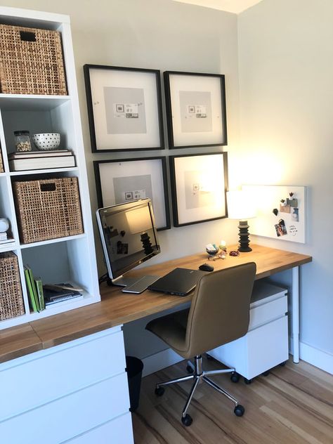 1980s Living Room, Ikea Office, Cozy Home Office, Small Home Offices, Family Office, Office Guest Room, Guest Room Office, Office Room Decor, Small Home Office