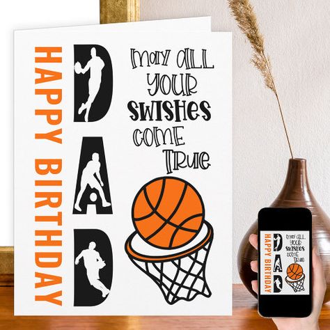 Basketball Dad Swishes come True Funny Birthday Card Basketball Themed Birthday Cards, Basketball Birthday Cards Handmade, Basketball Card Ideas, Dad Cards Birthday, Bday Cards For Dad, Basketball Birthday Cards, Decorative Typography, Birthday Card For Dad, Birthday Gifts For Dad