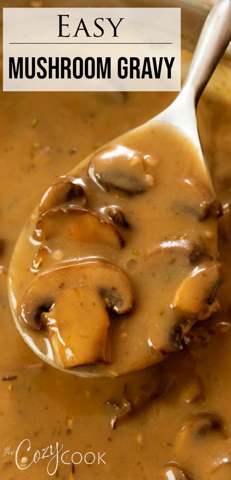 Chicken Chops, Creamy Gravy Recipe, Creamy Mushroom Gravy, Steak Gravy Recipe Easy, Mushroom Gravy For Chicken, Mushroom And Gravy Recipes, Homemade Mushroom Sauce, Brown Mushroom Gravy Recipe Easy, Pork Mushroom Gravy