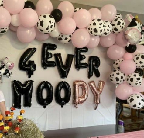 Black Western Party Decor, 2 Moody Birthday Party, 4 Ever Moody Birthday Party Theme, 2nd Birthday Cow Theme Girl, Fourever Moody Birthday Theme, Four Ever Moody Birthday Theme, Fourth Birthday Theme Girl, Two Moody Cow Birthday, Four Ever Moody Birthday