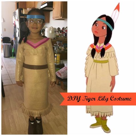 Adventures in DIY: DIY Peter Pan Group Costumes: Tiger Lily (Part 2) Disney Character Ideas, Disney Brunch, Tiger Lily Costume, Tiger Lily Peter Pan, Lily Costume, Maleficent Costume Kids, Peter Pan Jewelry, Peter Pan Costume Kids, Peter Pan Play