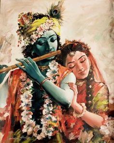 Flute Krishna, Asia Ladowska, Lord Krishna And Radha, Photos Of Lord Krishna, Flute Drawing, Krishna And Radha, Radha And Krishna, Playing The Flute, Canvas Art Painting Abstract