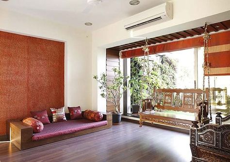 Traditional Indian Baithak, Indian Baithak Living Rooms, South Indian Pooja Room, Baithak Living Rooms, Bhartiya Baithak Living Rooms, Indian Pooja Room Designs, Bhartiya Baithak, Farmhouse Patio Furniture, Indian Pooja Room