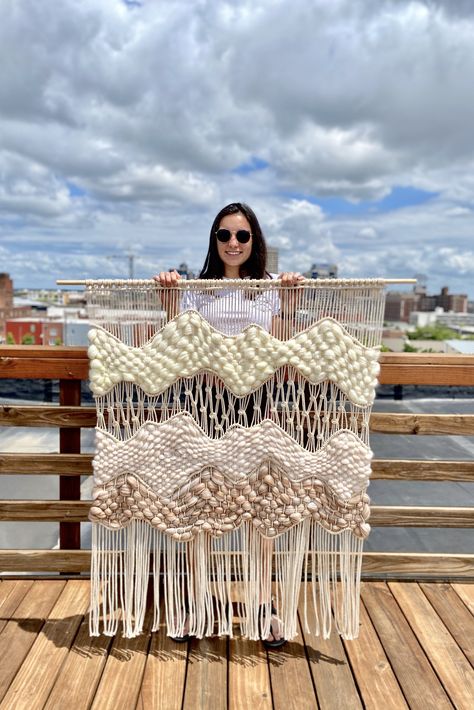 Extra Large Macrame Wall Hanging, Wall Weaving, Bohemian Macrame, Handmade Tapestries, Coastal Interiors Design, Weaving Tutorial, Heddle Loom, Large Macrame Wall Hanging, Woven Tapestry