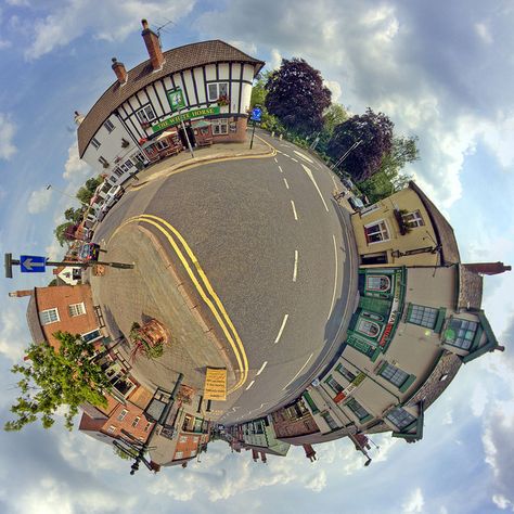 Quorn Village Center Stereographic Projection, via Flickr. Camera 360 Photography, 360 Degree Photography, Panorama 360, 360 Photography, Panorama Photography, A Level Photography, Miniature Photography, Panoramic Photography, Panoramic Photo