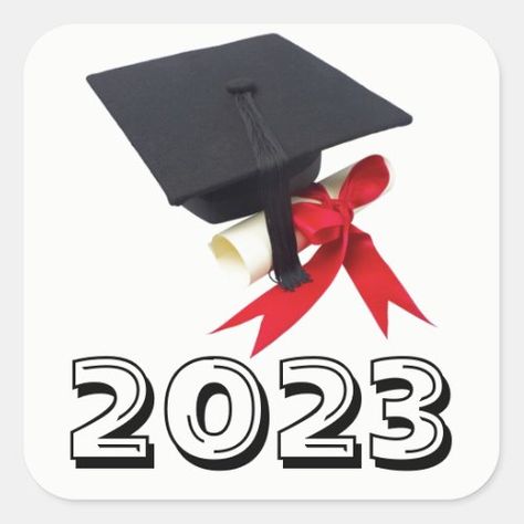 Class of 2023 White Square Sticker by Janz Back to School Stickers - 2023, back to school, spring break, high school college university, art technical trade private, graduation day commencement party, janz, occasions event gatherings, holidays celebrations birthdays events, say it with love 2023 Back To School, Back To School Stickers, Custom Graduation Gift, Shop Class, Class Of 2023, School Stickers, White Caps, Class Of 2024, Graduation Day