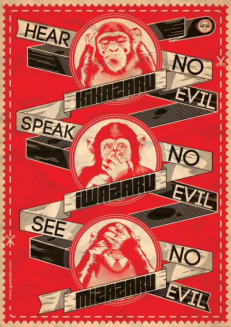 3 Wise Monkeys x garavato on Behance Hear Speak See No Evil, Hear See Speak No Evil, 3 Wise Monkeys, Three Monkeys, 3 Monkeys, Doflamingo Wallpaper, Monkey Illustration, Three Wise Monkeys, Monkey Wallpaper