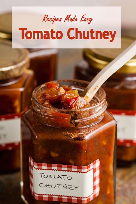 Red Tomato Chutney Recipe, What To Do With A Glut Of Tomatoes, Tomato Relish Recipe Easy, Excess Tomatoes Recipe, Cherry Tomato Chutney Recipe, Easy Tomato Chutney, Tomato Chutney Recipes, Tomato Preserves Recipe, Homemade Chutney