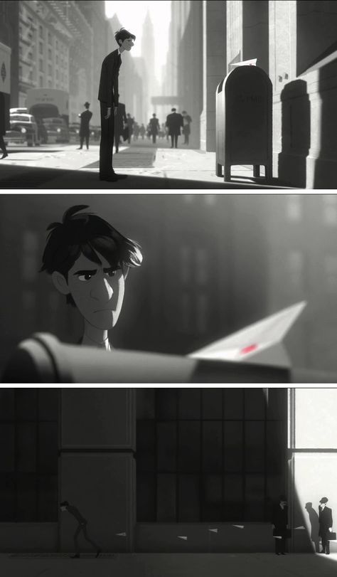 Paperman Disney Concept Art, Paperman Concept Art, Animated Movie Scenes, Paperman Disney, Disney Storyboard, Storyboard Film, Storyboard Examples, Storyboard Drawing, Storyboard Ideas