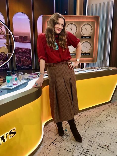 Drew's Dressing Room - Week of October 4, 2021 | The Drew Barrymore Show Drew Barrymore Style, Celine Boots, Drew Barrymore Show, Givenchy Boots, Saint Laurent Boots, Cowgirl Couture, Hippie Cowgirl, Jennifer Miller, Office Closet