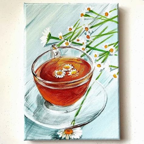 Tea in a Glass Cup Acrylic Painting | tea, artist, art, art of painting | Tea in a Glass Cup Acrylic Painting #art #artist #artwork #acrylic #painting #eldrawingarts #paintingartwork #acrylicpainting #beautifulpainting | By El Drawing Arts Tea Cup Painting Acrylic, Tea Canvas Painting, 4 Canvas Paintings, Tea Painting, Mini Canvases, Canvas Art Painting Acrylic, Art Of Painting, Drawing Arts, Artwork Acrylic