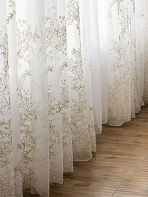 A Pair Elegant Lace Sheer Curtain Semi Sheer Window Curtain | Etsy Canada Curtains Material, Romantic Curtains, Embroidered Curtains, Curtains White, Lace Curtain Panels, Kitchen Window Curtains, Cute Curtains, White Window, White Sheer Curtains