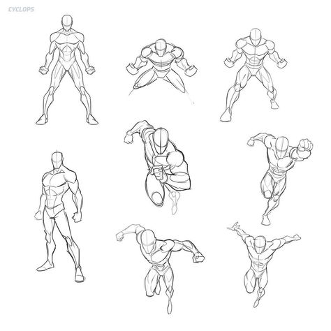 Goku Body Drawing, Superhero Poses Reference, X Men Art, Pose Manga, Superhero Poses, Patrick Brown, Cyclops Marvel, Drawing Comics, Drawing Superheroes