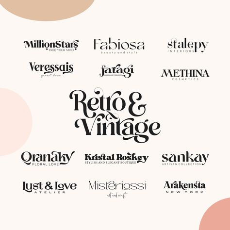 Boutique Fonts Designs, Lashes Design Logo, Vintage Logo Inspiration, Fashion Fonts Logo, Fonts Groovy, 80s Fonts, Beauty Brand Logo, Esoteric Logo, Fonts Retro